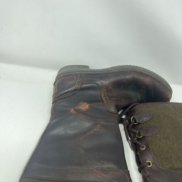 UGG S/N 1005578 Elsa Waterproof Leather Rain Snow Boots Olive Womens Size 7 - Picture 4 of 7